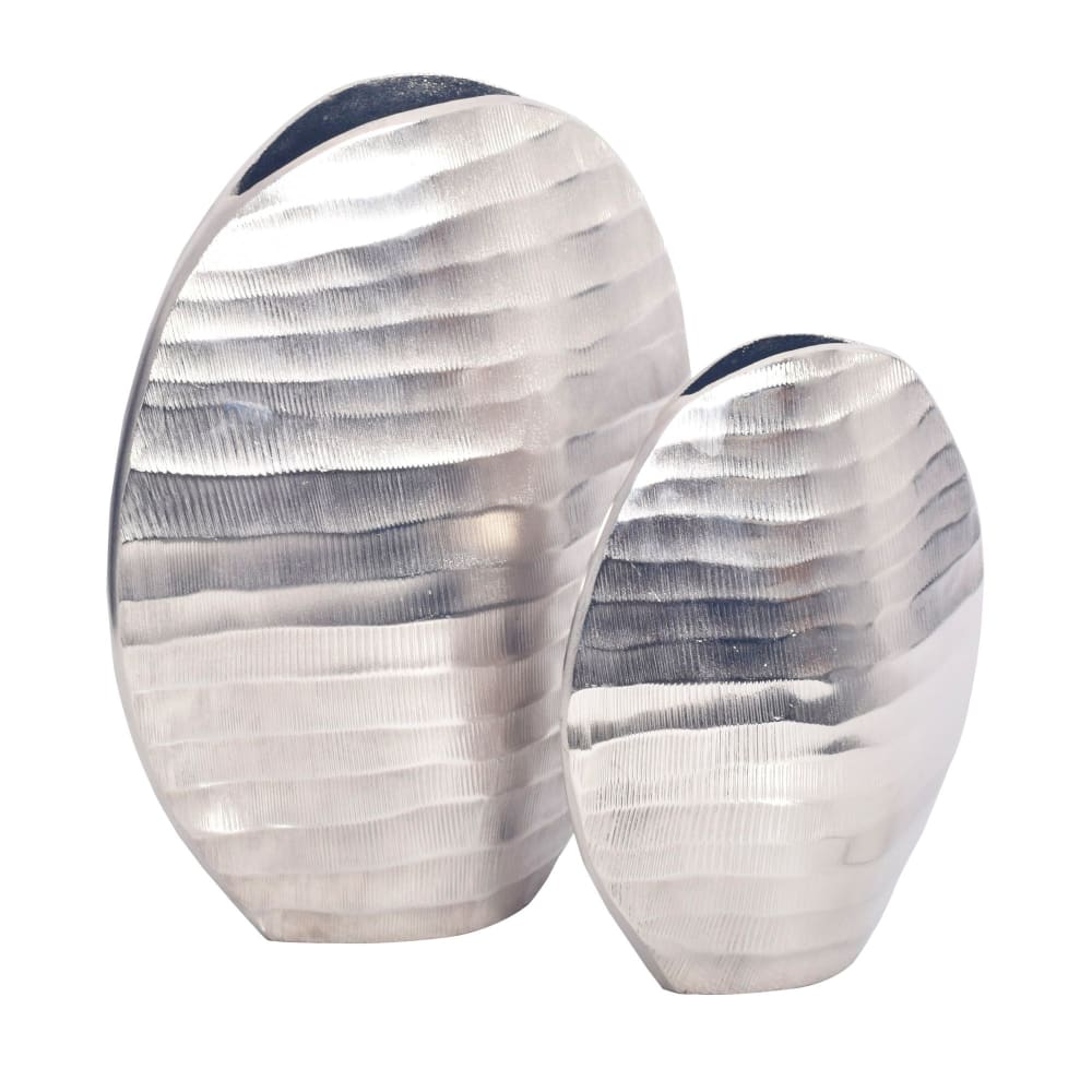 FineBuy 2er Set Tischvasen aus Aluminium, silber style modern - Aluminium