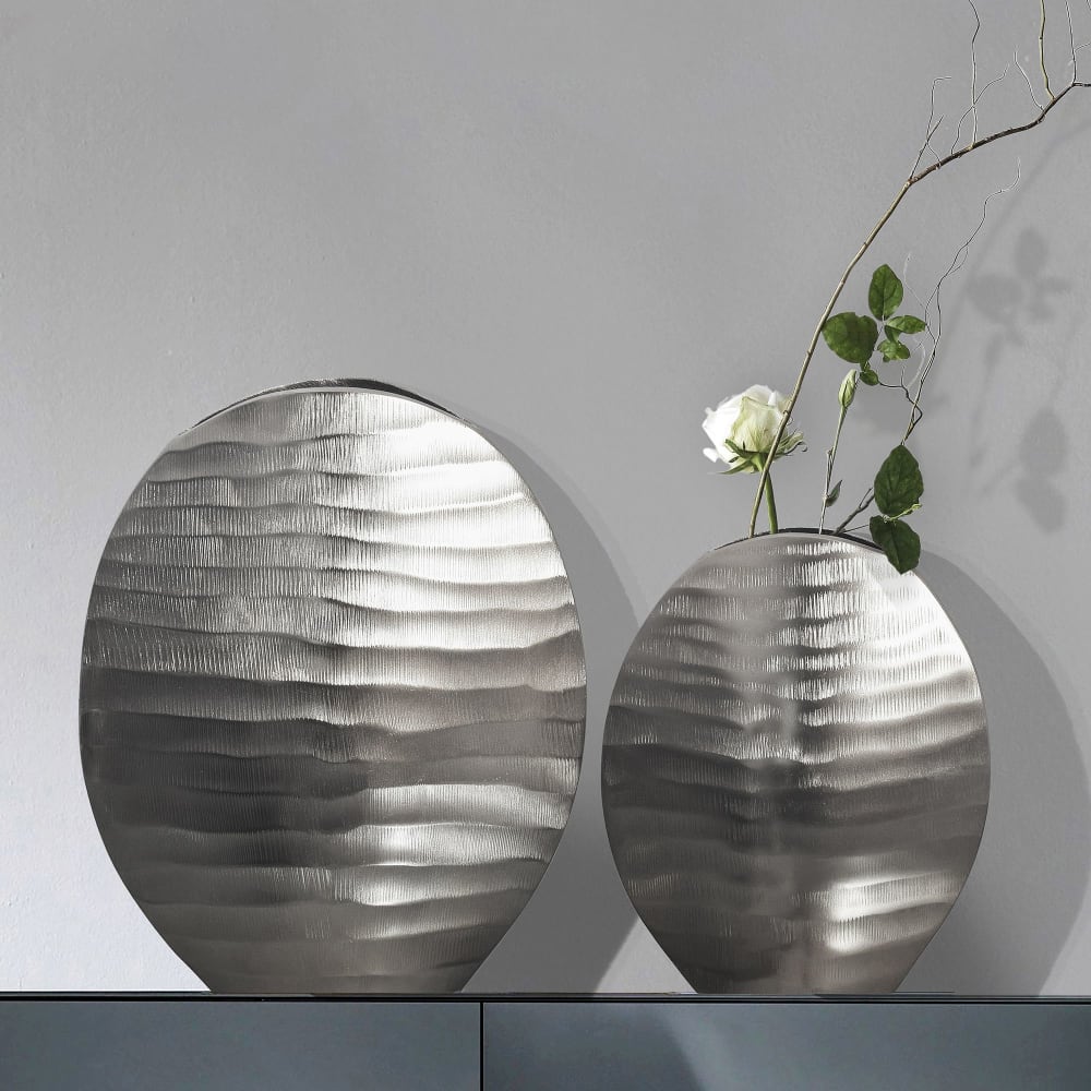 2er Set Tischvasen aus Aluminium, silber - Maisons Du Monde