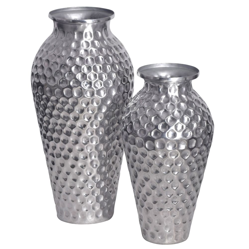 FineBuy 2er Set Tischvasen aus Aluminium, silber style modern - Aluminium
