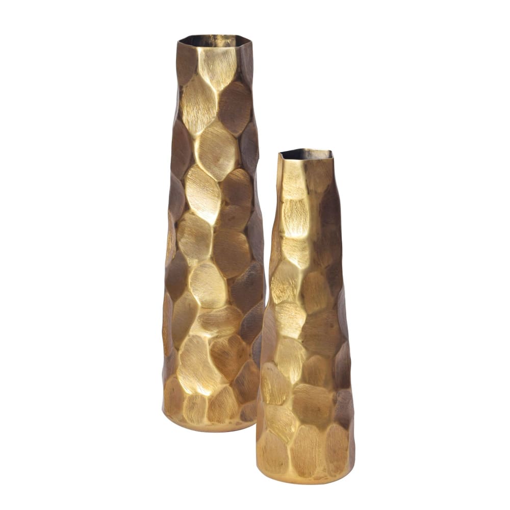 Lot de 2 vases en aluminium, doré