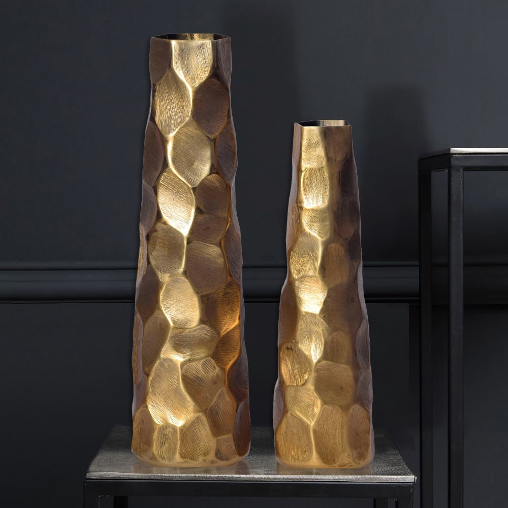 Lot de 2 vases en aluminium, doré — vue 3