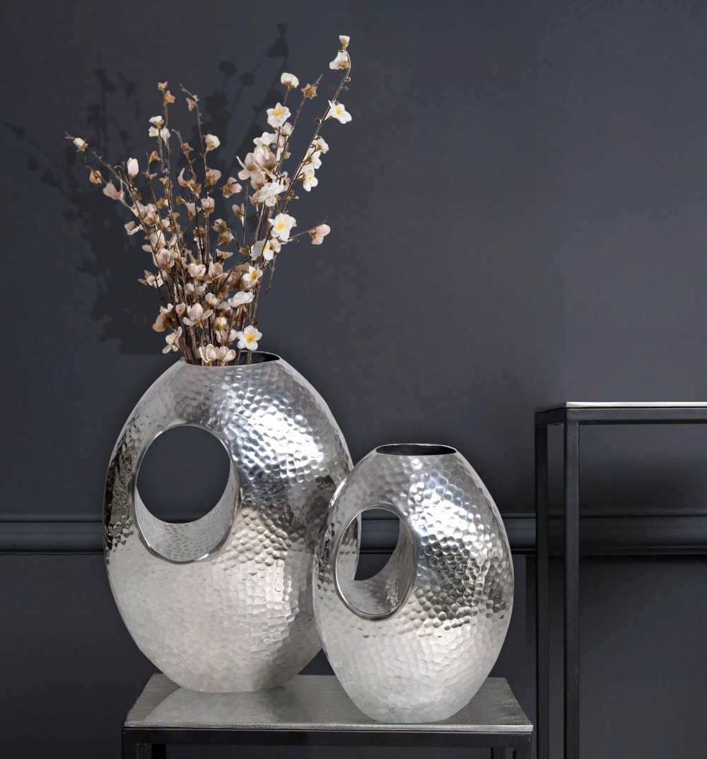 Vase 2er Set aus Aluminium, silber - Maisons Du Monde