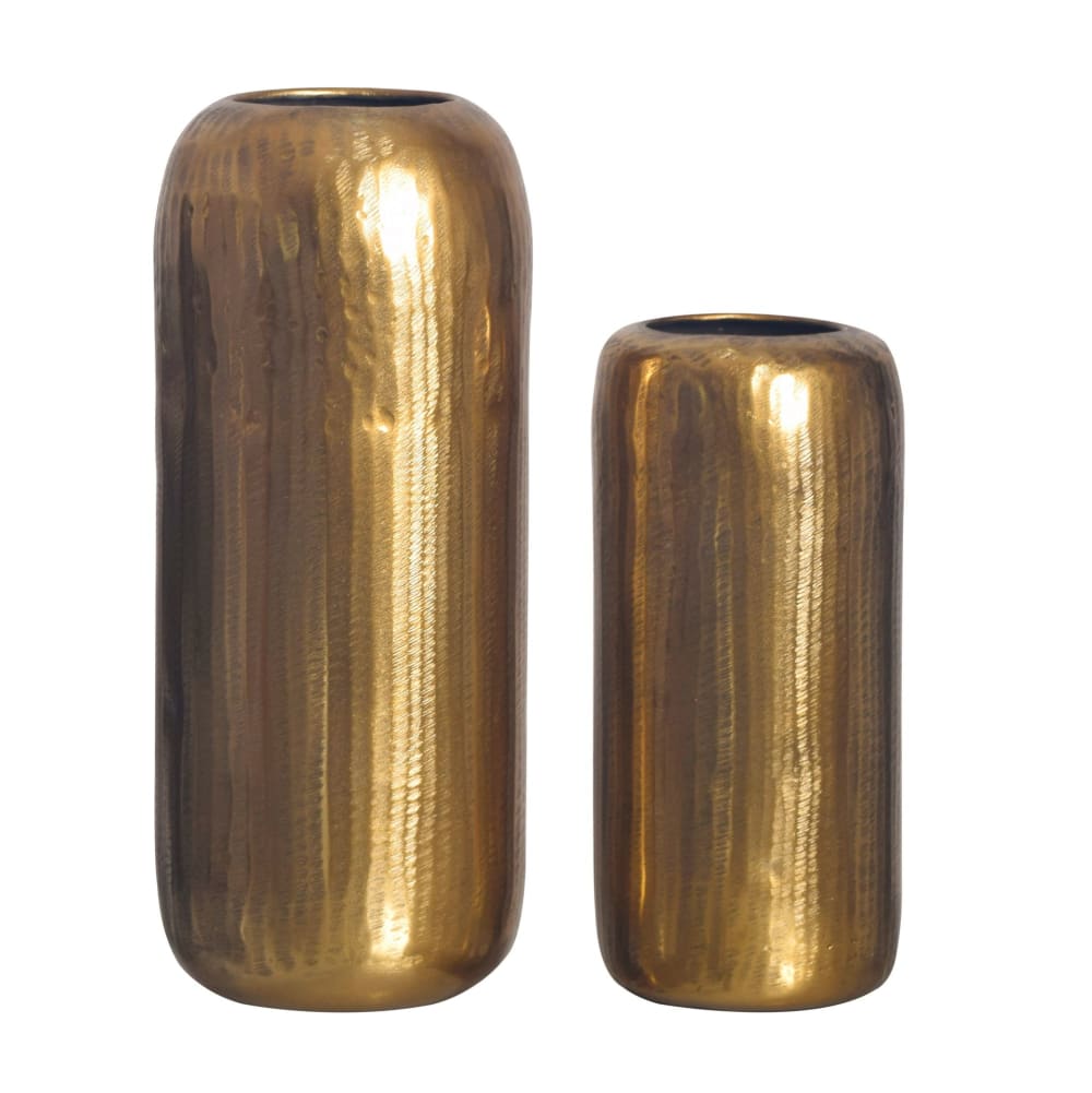 FineBuy 2er Set Tischvasen aus Aluminium, gold style modern - Aluminium