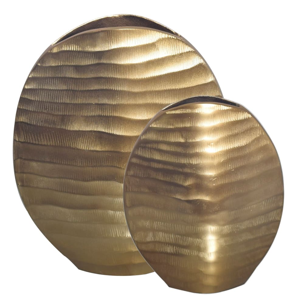 FineBuy 2er Set Tischvasen aus Aluminium, gold style modern - Aluminium