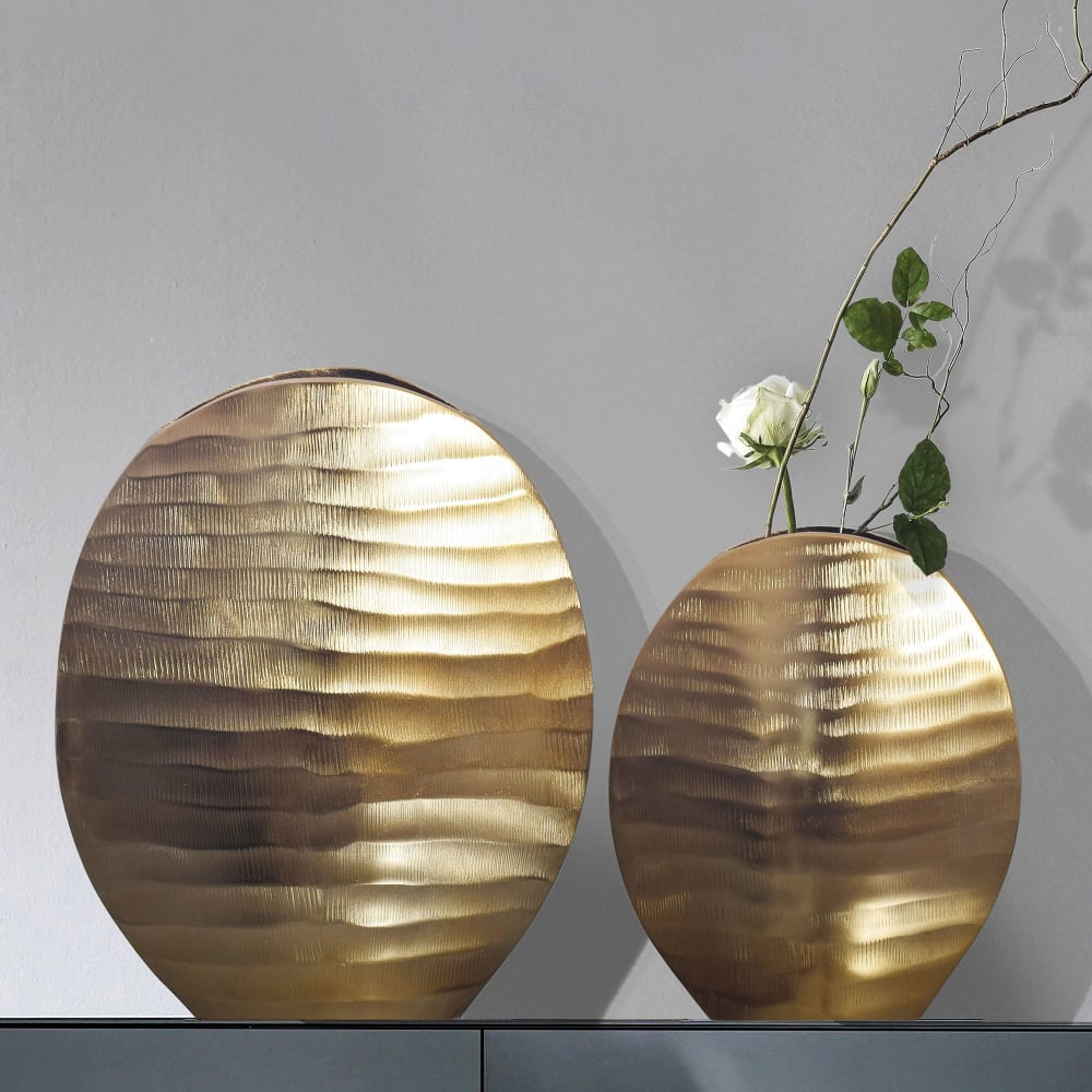 2er Set Tischvasen aus Aluminium, gold - Maisons Du Monde