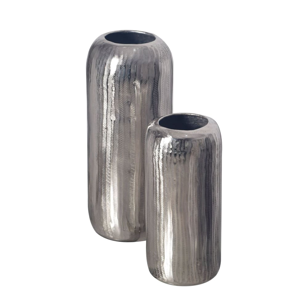 FineBuy 2er Set Tischvasen aus Aluminium, silber style modern - Aluminium