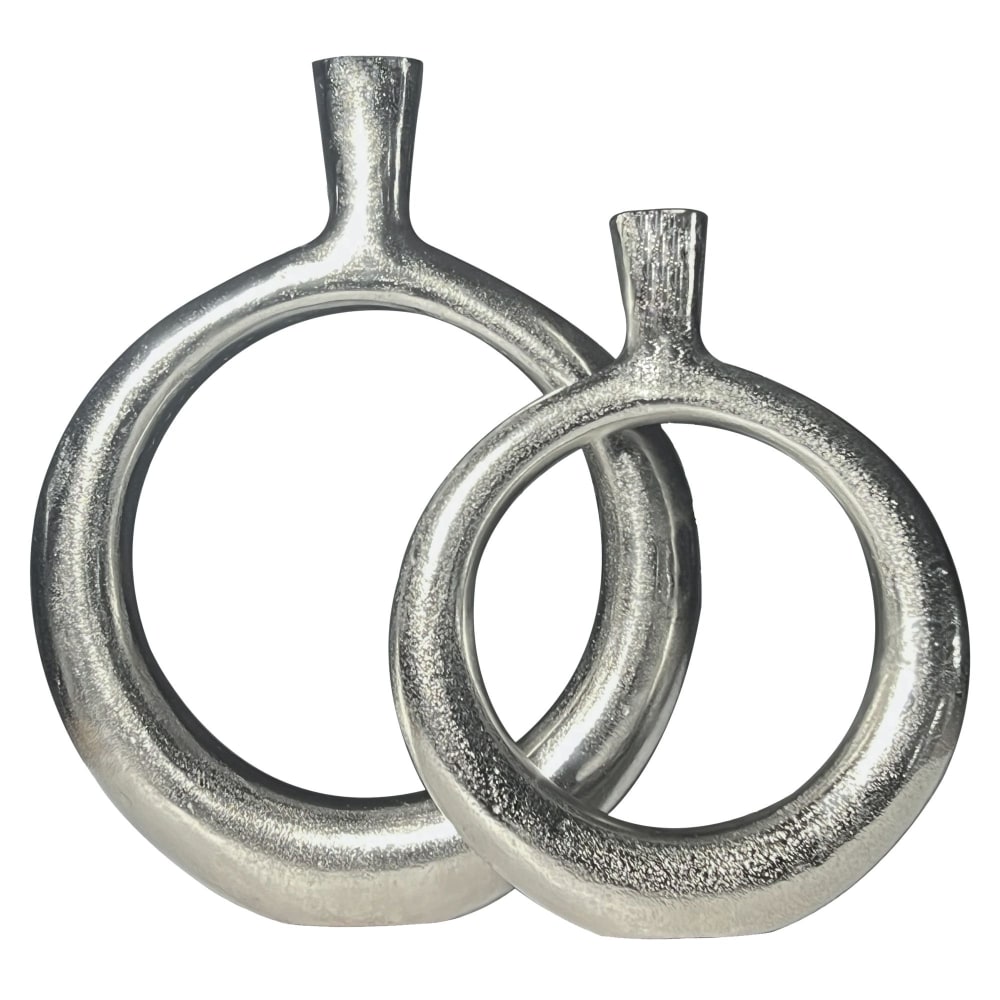 FineBuy 2er Set Tischvasen aus Aluminium, silber style modern - Aluminium