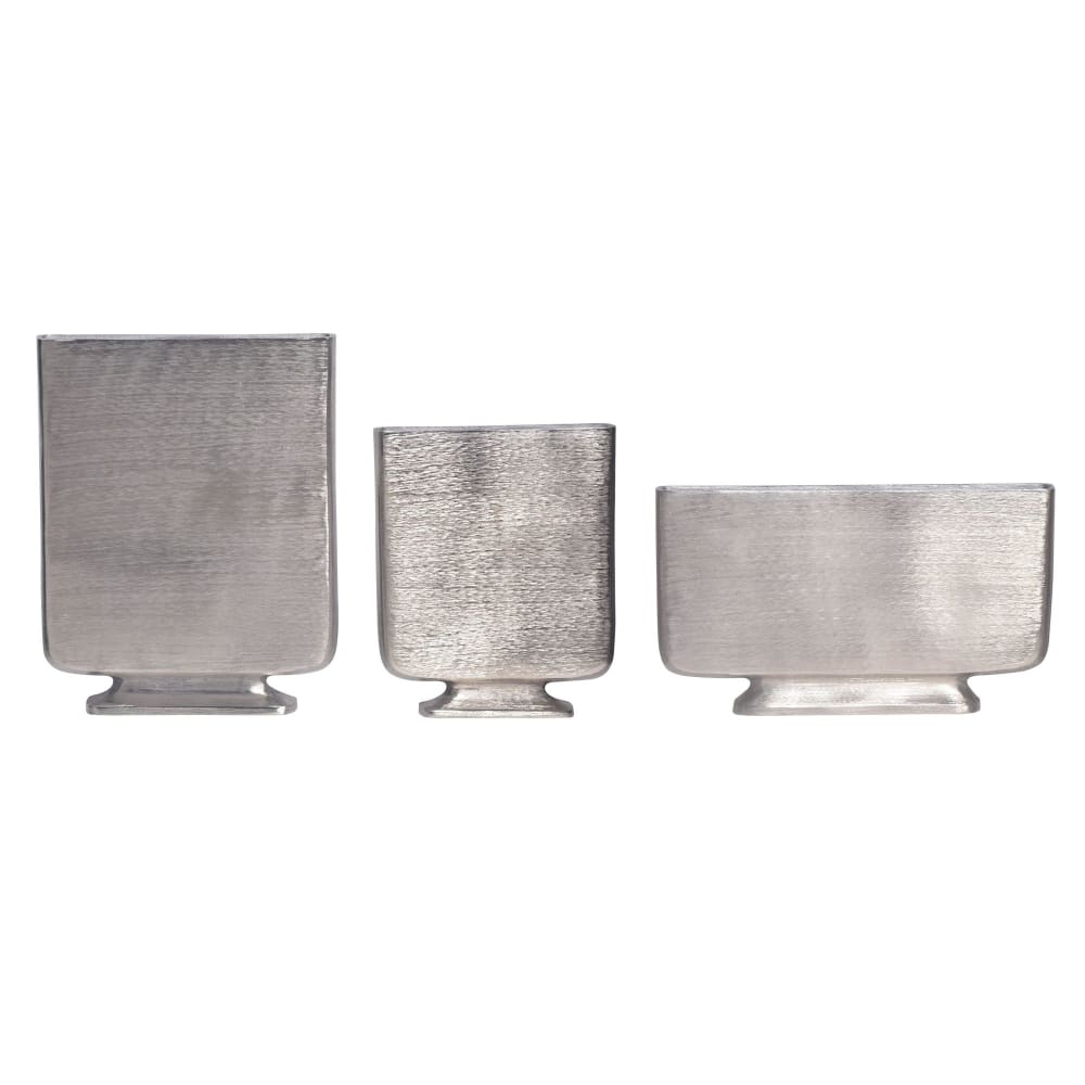 FineBuy 3er Set Vasen aus Aluminium style modern Silber Aluminium