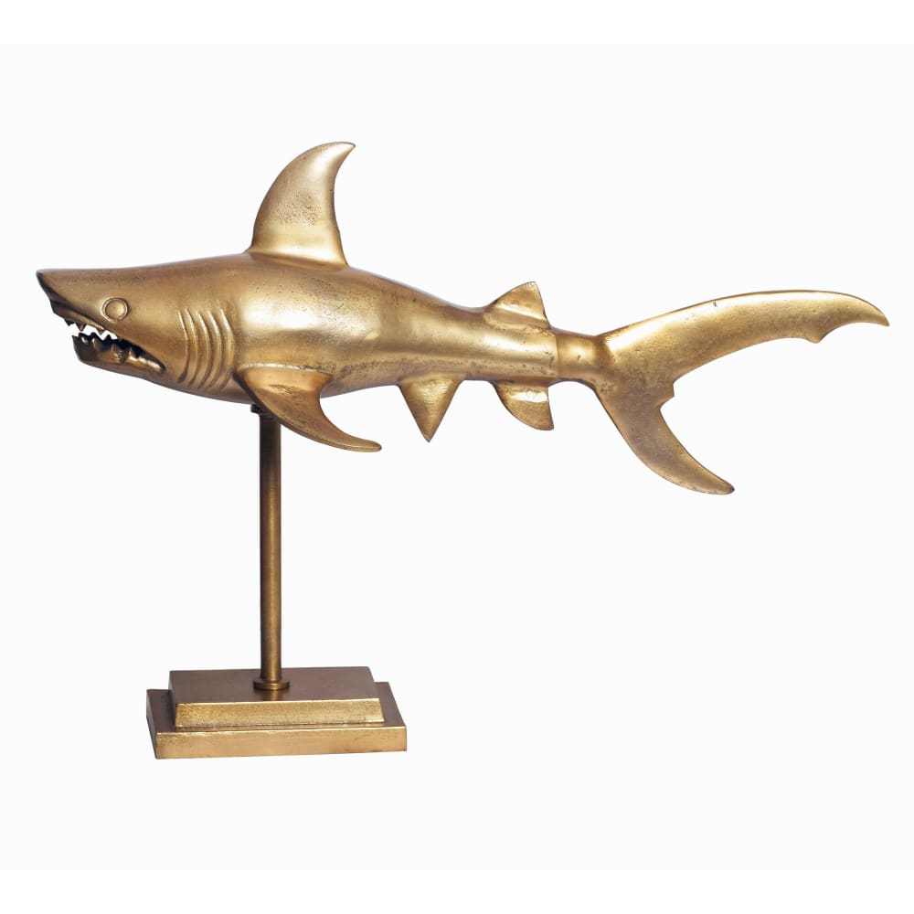 FineBuy Tischdekoration Hai aus Aluminium, gold style modern - Aluminium
