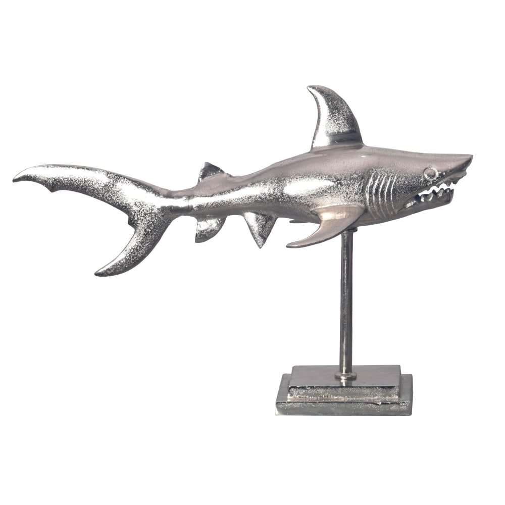 FineBuy Tischdekoration Hai aus Aluminium, silber style modern - Aluminium