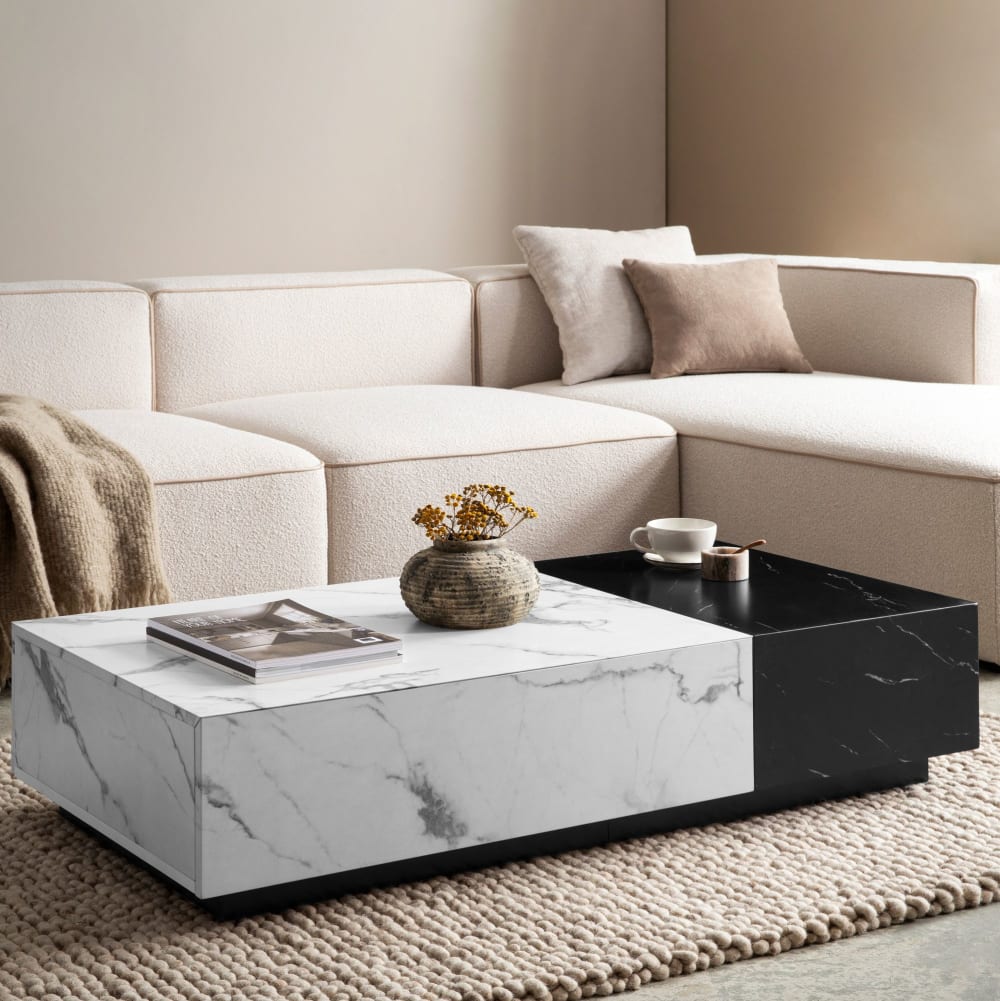 Couchtisch aus MDF, weiß schwarz - Maisons Du Monde