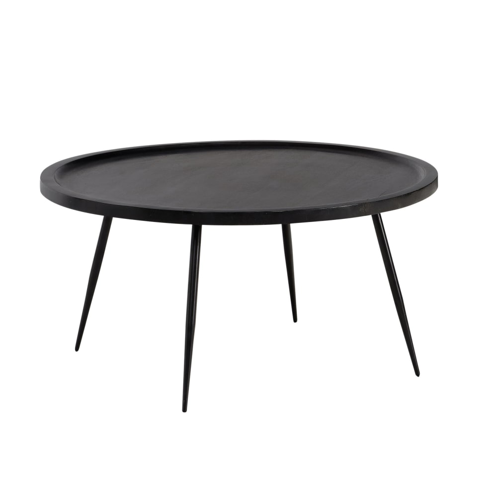 FineBuy Couchtisch aus Massivholz, 75 cm schwarz style modern - -