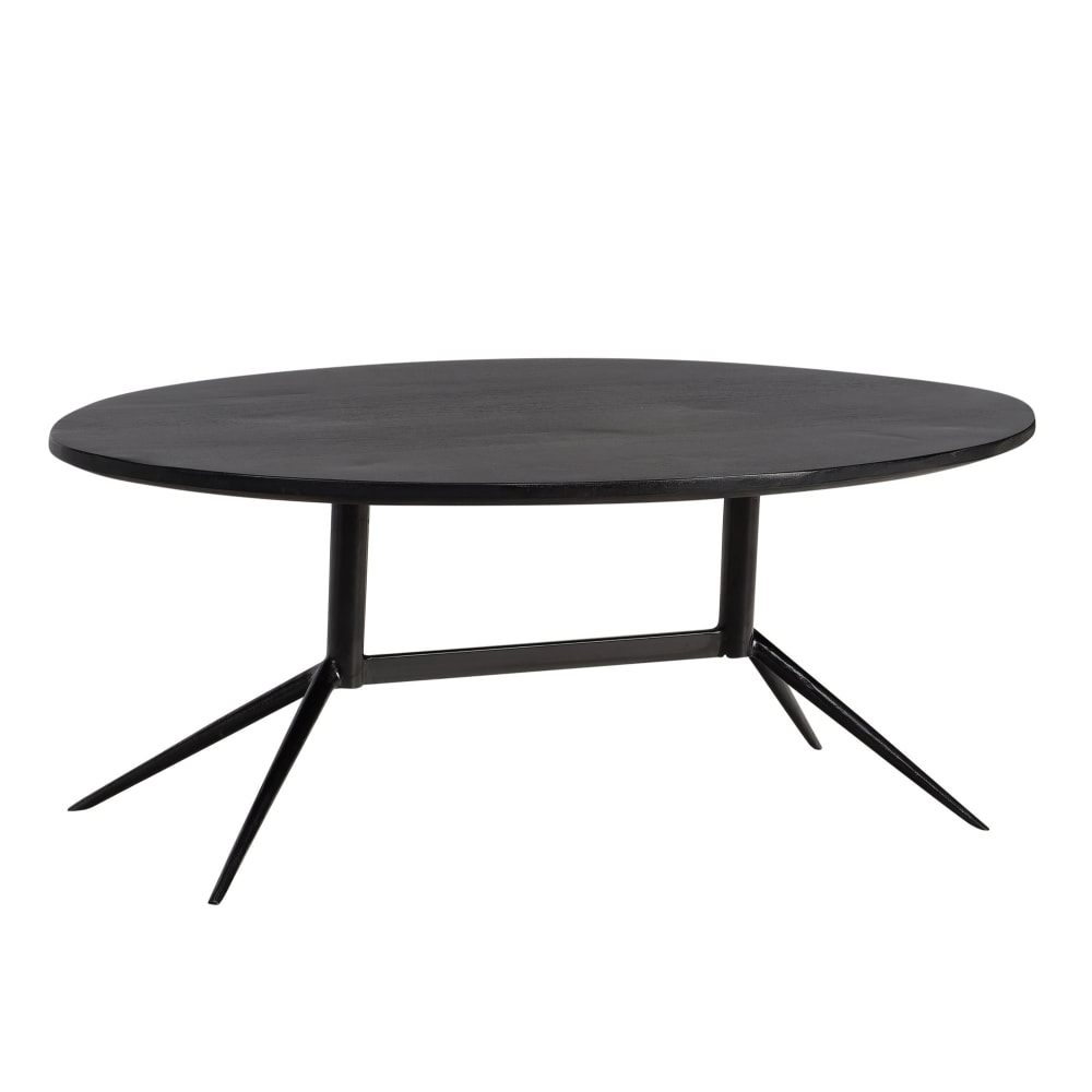 FineBuy Couchtisch oval aus Holz, Schwarz style modern Schwarz Holz
