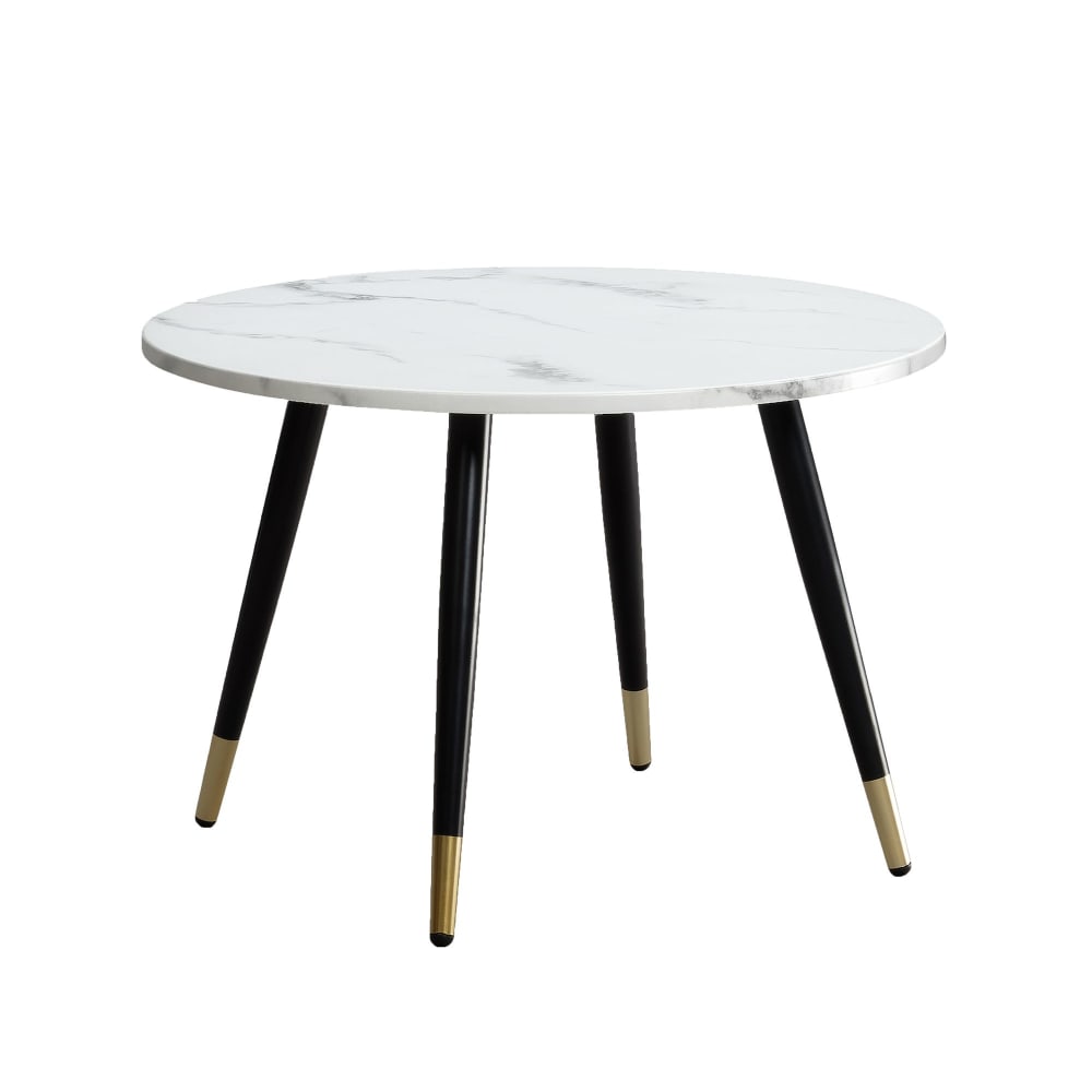 FineBuy Couchtisch rund mit Marmor-Optik, weiß style modern - Spanplatte