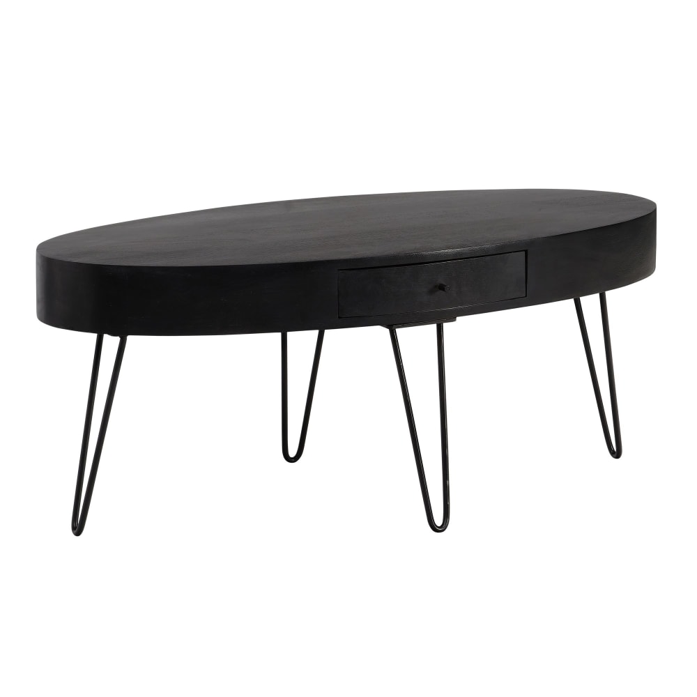 Table basse en bois massif, 100 cm, noir