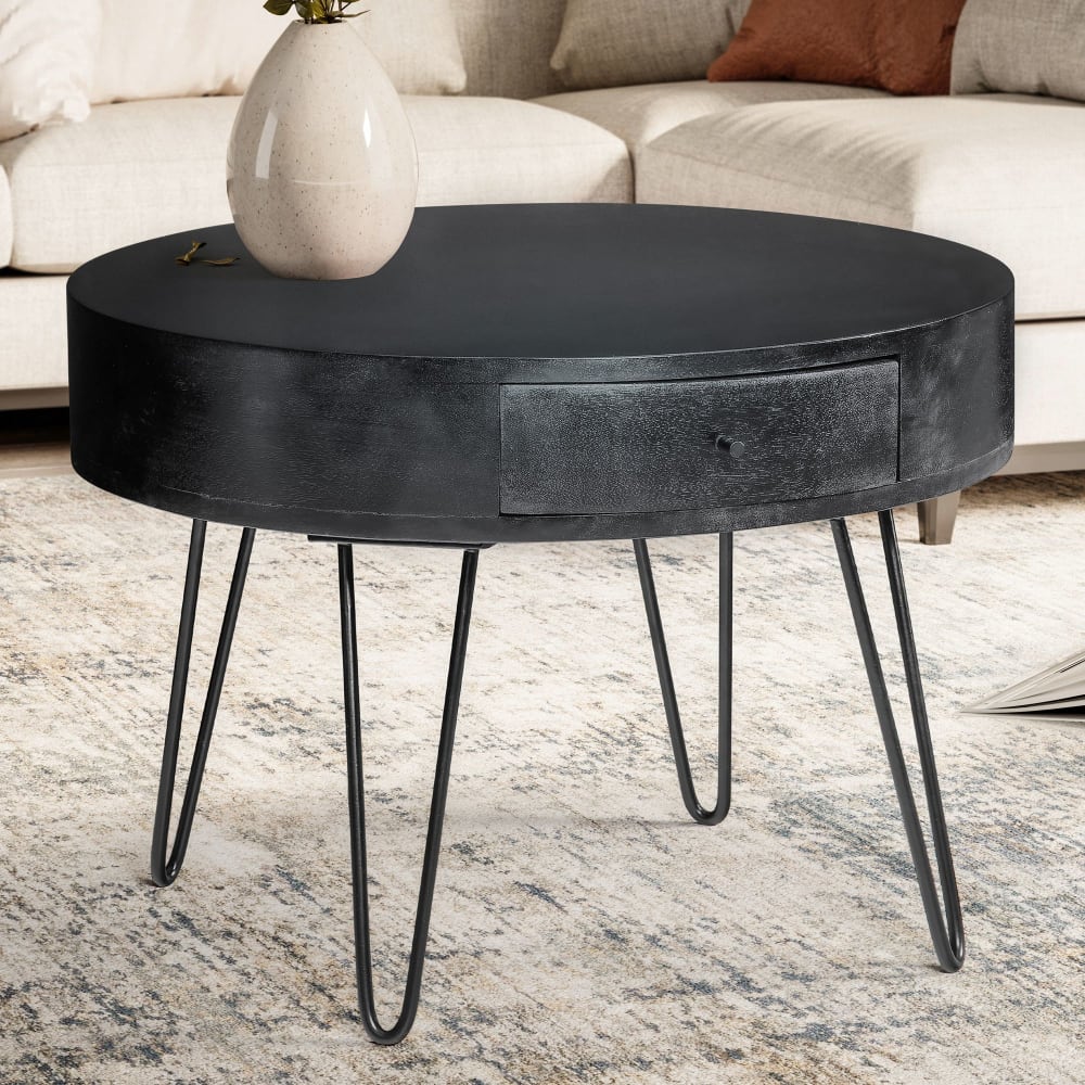 Couchtisch aus Massivholz, 60 cm schwarz - Maisons Du Monde