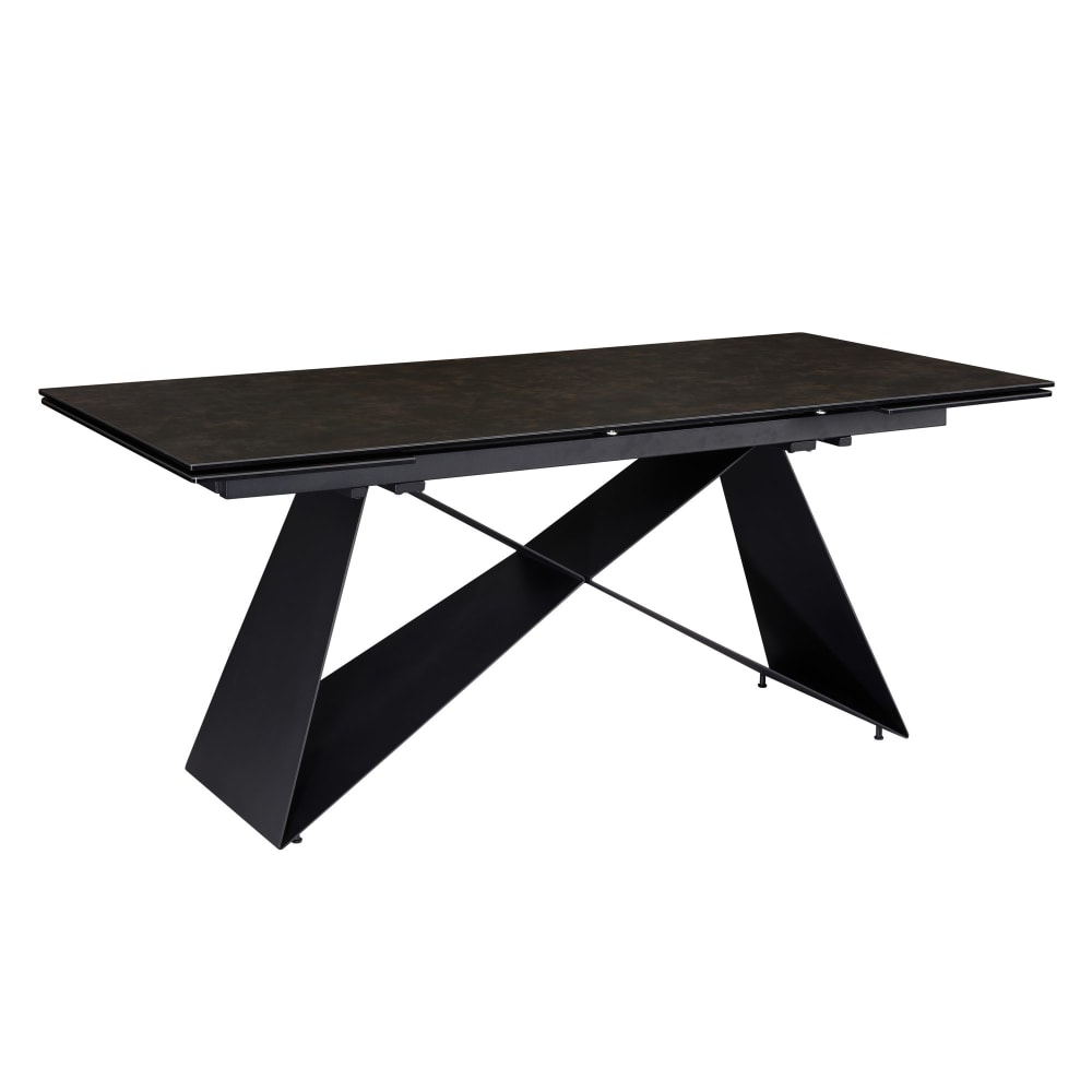 FineBuy Esstisch ausziehbar aus Keramik, schwarz 180 - 260 cm style modern - Glas