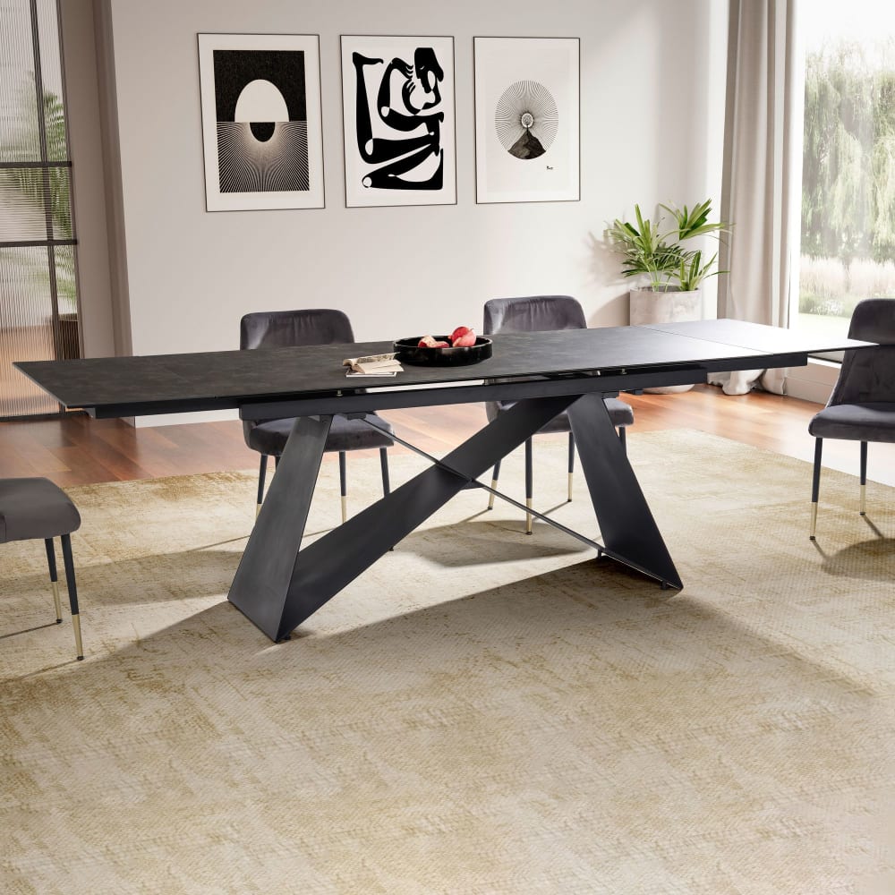 Table à manger extensible 180-260 cm en céramique, noir