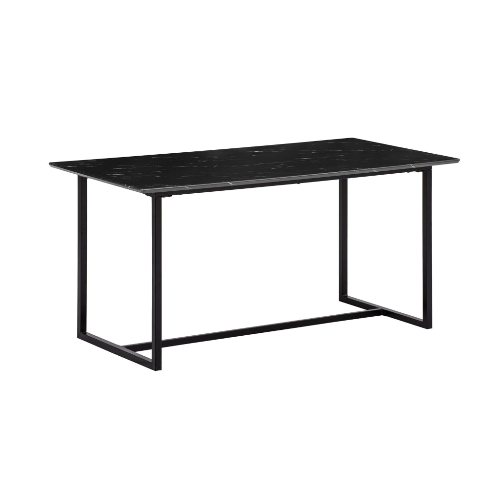 Table à manger 160 cm en mdf effet marbre, noir