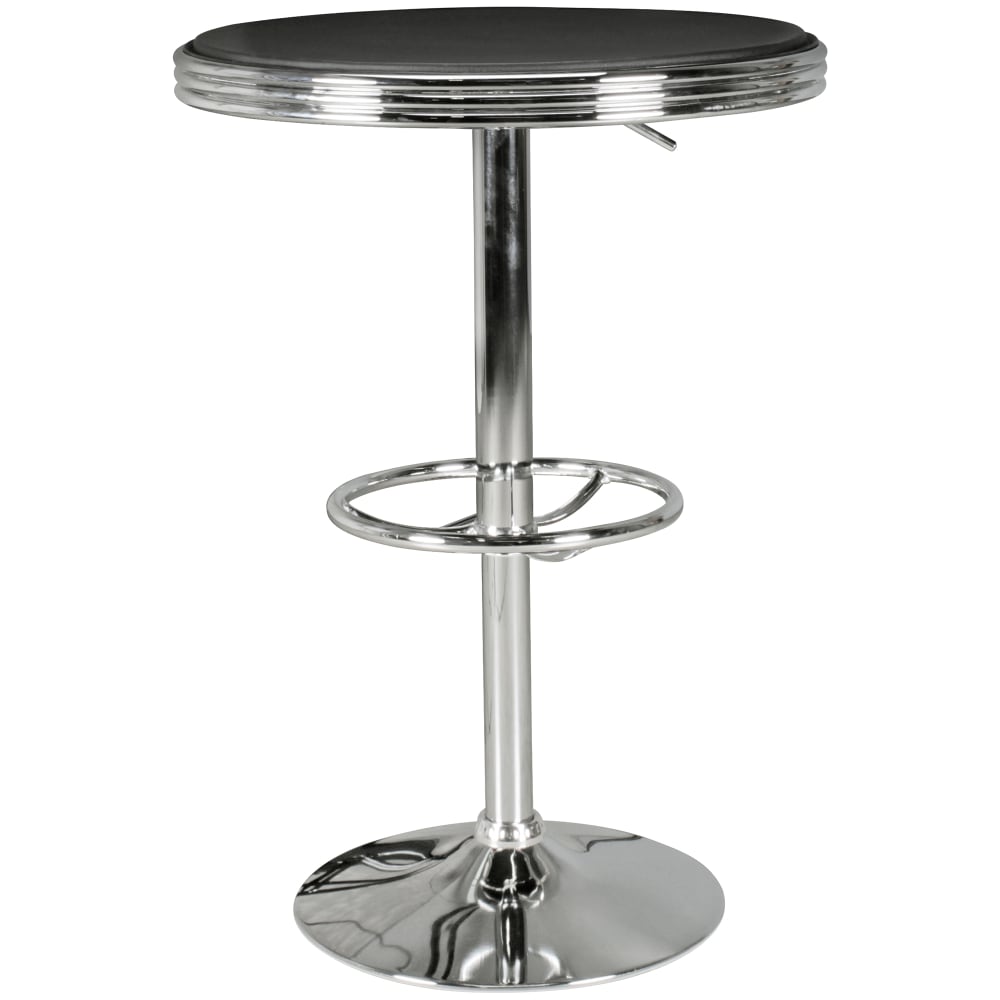 Table de bar plateau 60 cm en similicuir, noir