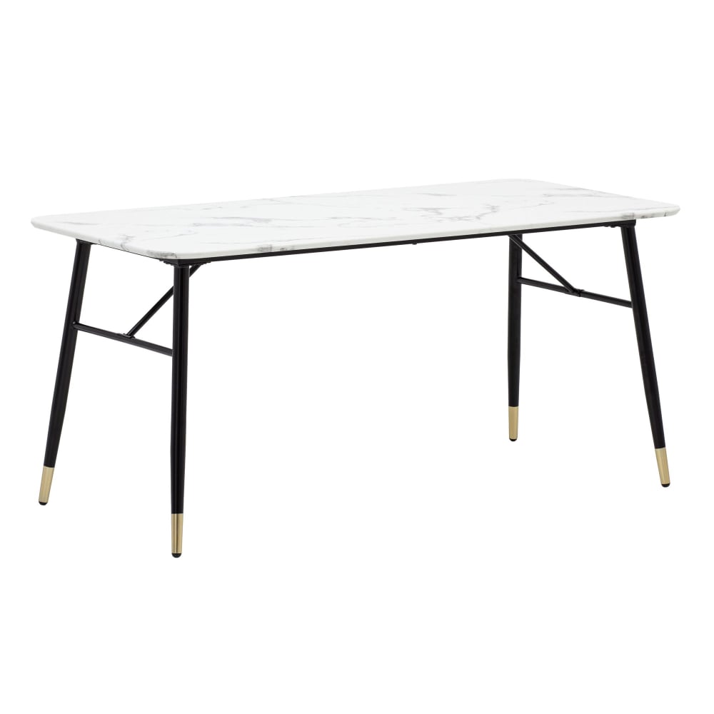 Table à manger 200 cm en mdf effet marbre, blanc