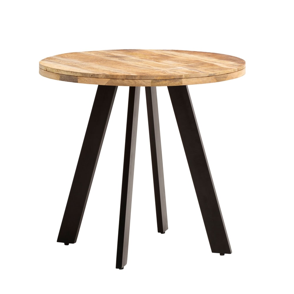 Table à manger 80 cm en bois de manguier massif, marron