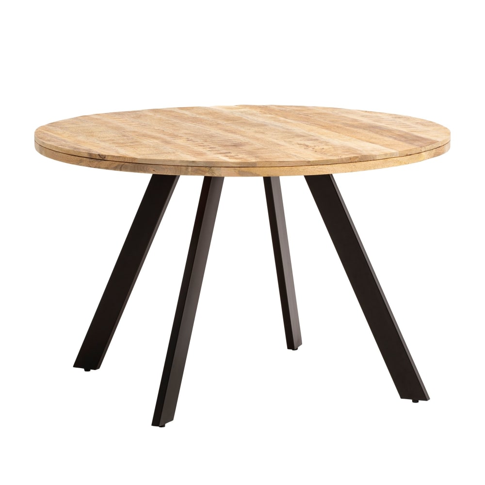 Table à manger 120 cm en bois de manguier massif, marron
