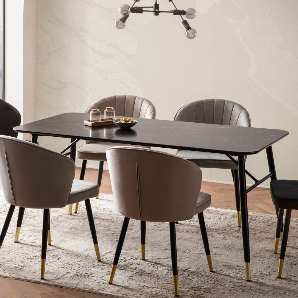 Esstisch aus MDF, 160 cm Marmor Optik schwarz - Maisons Du Monde