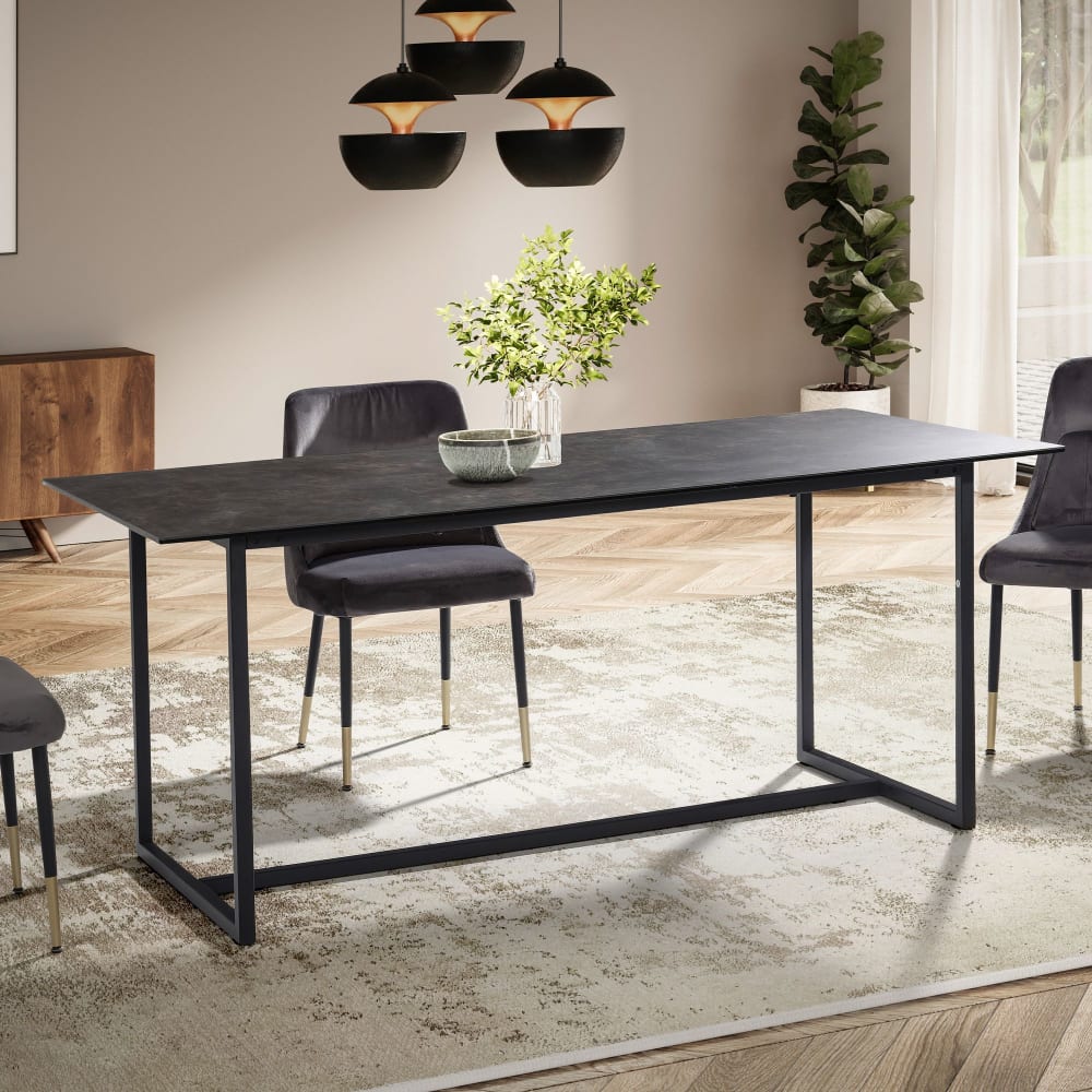 FineBuy Esstisch aus Glas Keramik, schwarz style modern - Glas