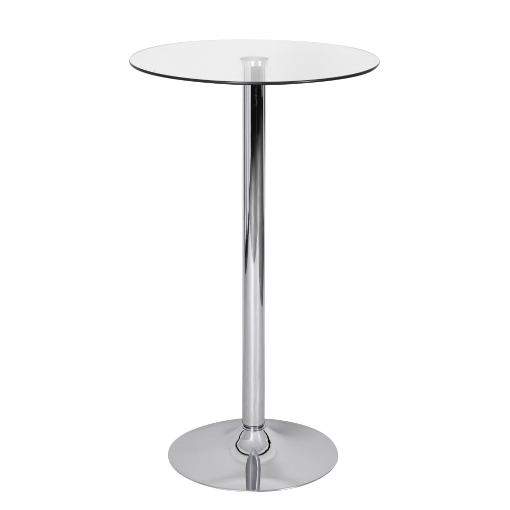 FineBuy Bartisch 60 cm Tischplatte aus Glas, Silber style modern Silber Glas