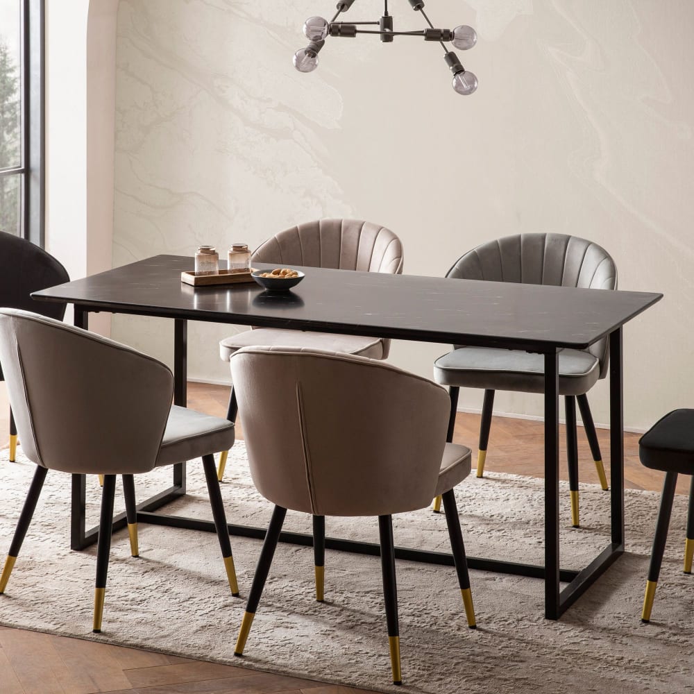 Esstisch aus MDF, 180 cm Marmor Optik schwarz - Maisons Du Monde