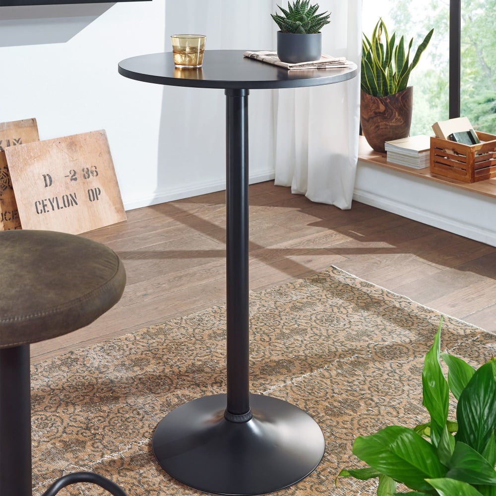 Bartisch 60 cm Tischplatte aus MDF, Schwarz - Maisons Du Monde