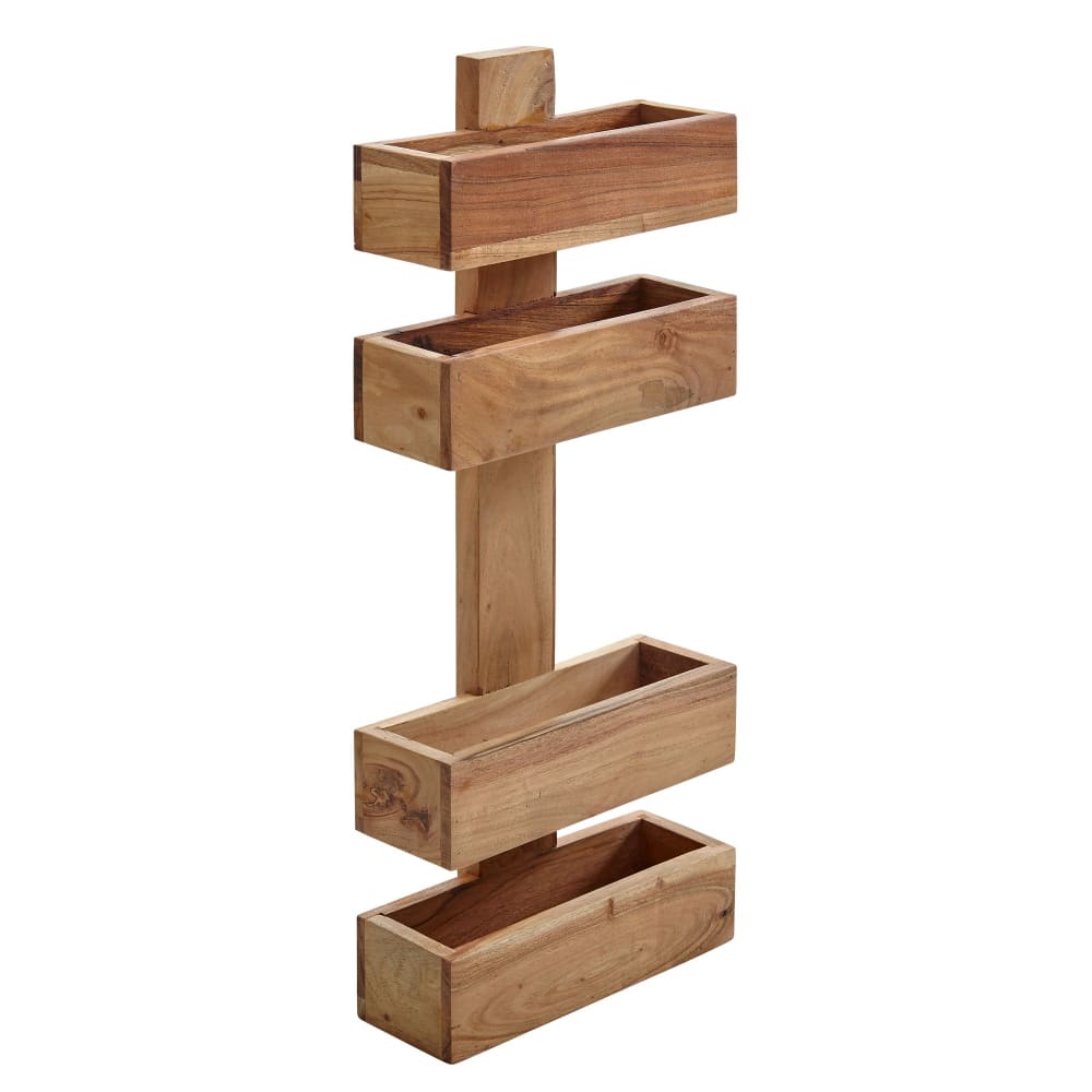 FineBuy Zeitungsständer aus Akazienholz, Braun style modern Braun