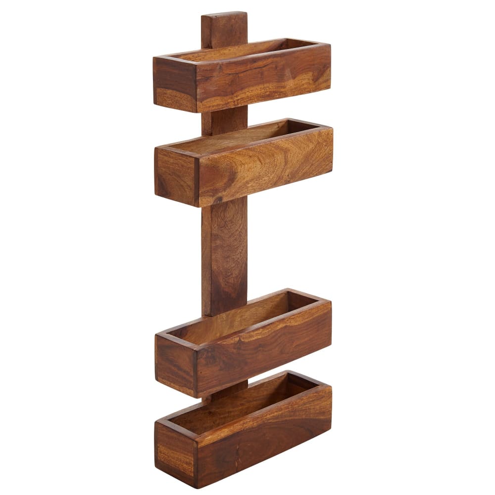FineBuy Zeitungsständer aus Sheeshamholz, Braun style modern Braun
