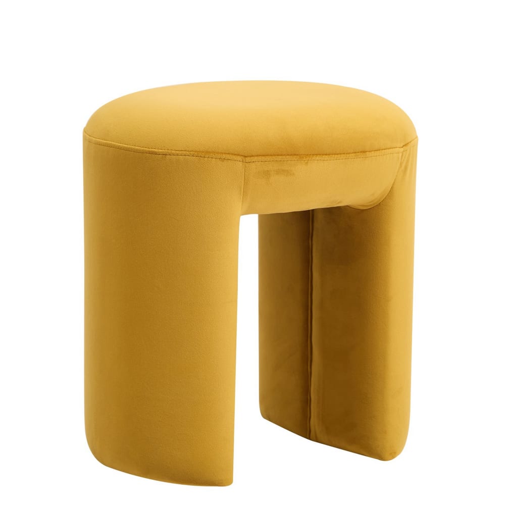 pouf en velours jaune