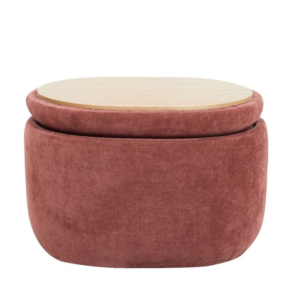 Pouf table basse avec rangement en tissu terracotta