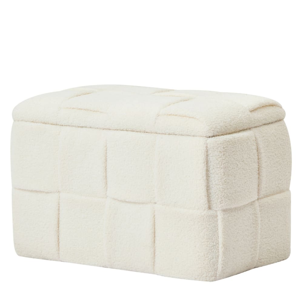 Banco con almacenamiento en lana blanca