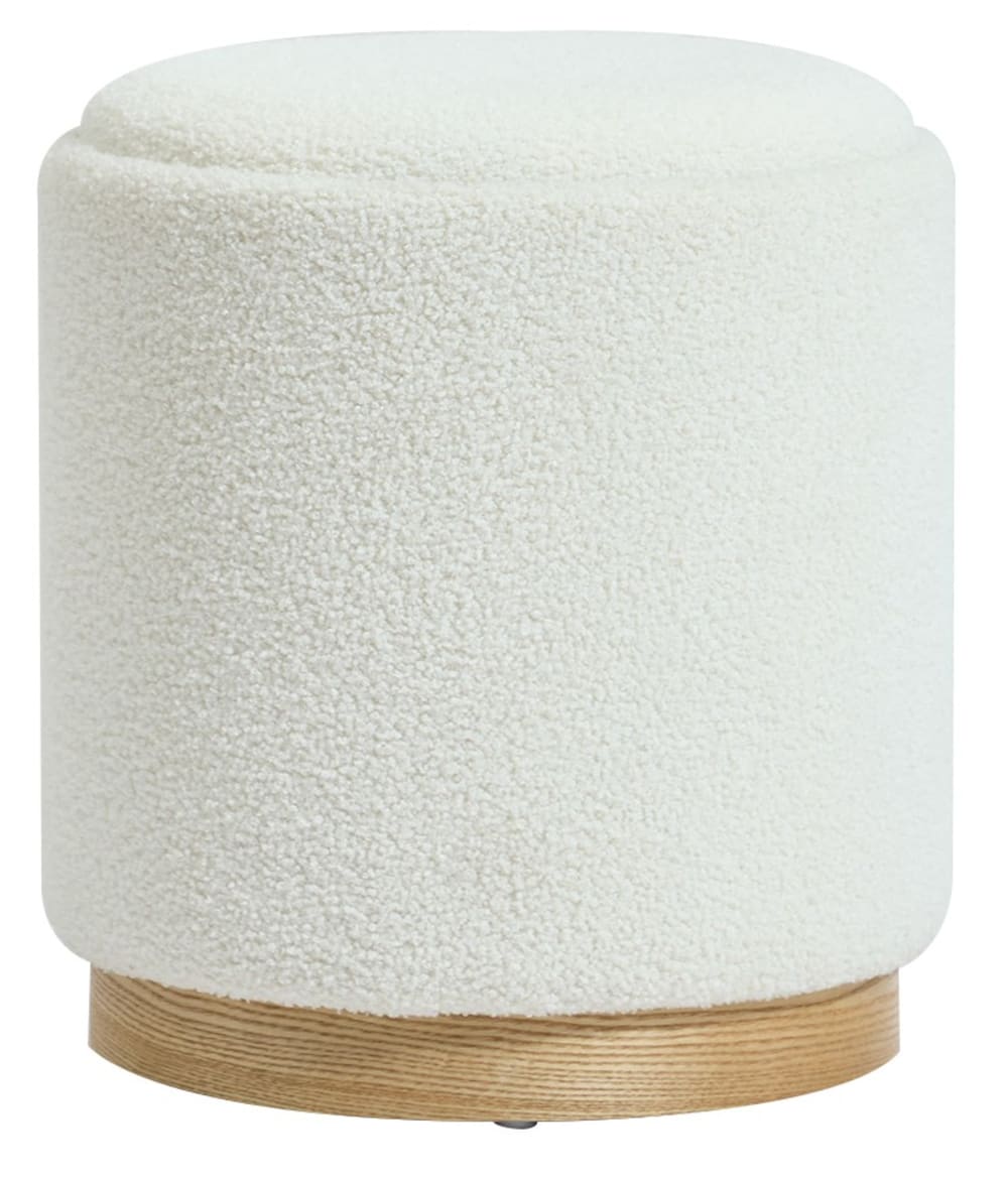 Pouf avec rangement en bouclettes blanches