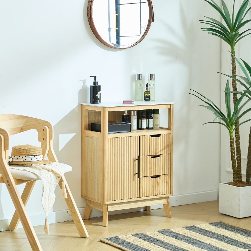 Nordlys Badezimmerschrank mit 3 Schuhbladen aus Holz Braun Holz