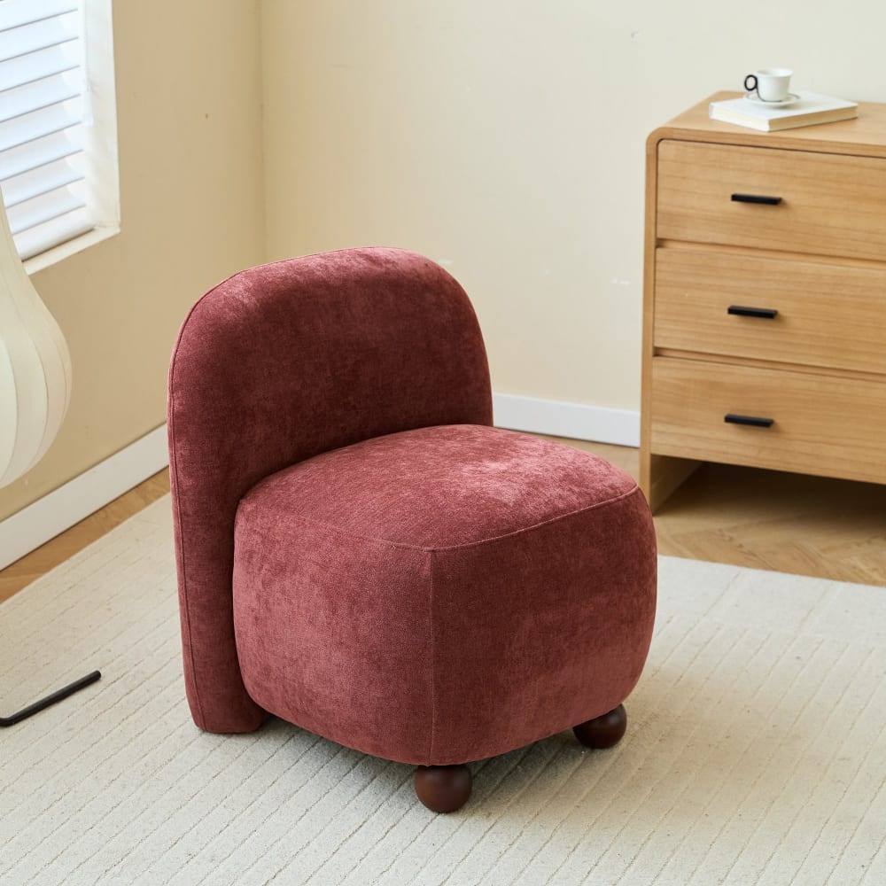 Fauteuil de salon en bois massif et tissu terracotta