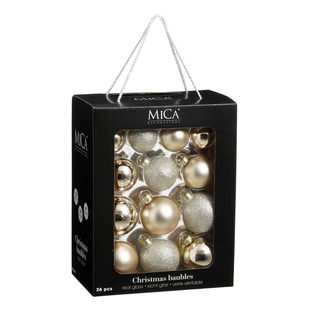 Mica Decorations Weihnachtskugel Glass baubles Creme Glas H7xB7xL7cm style classic chic Beige Glas