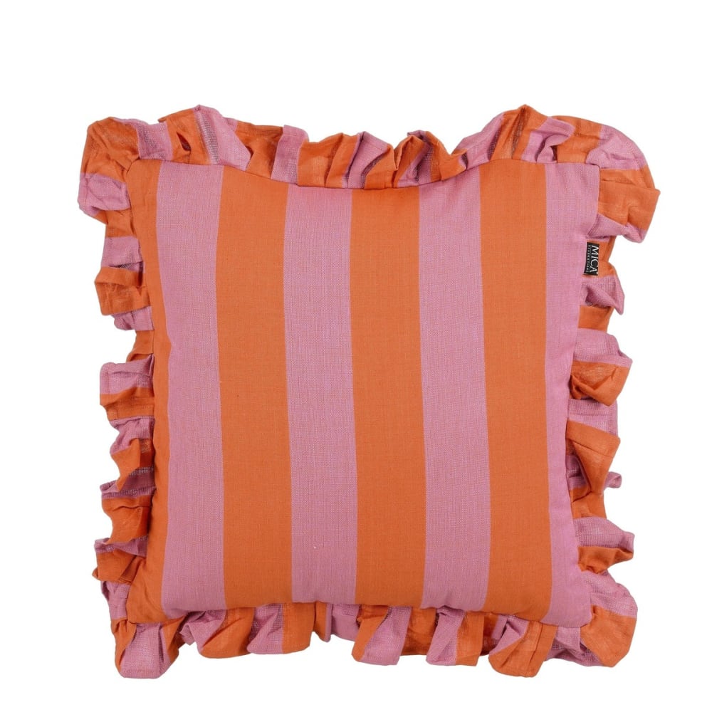 Coussin décoratif violet coton h10xl45xl45cm