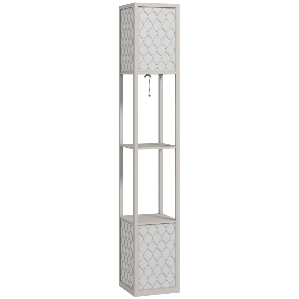 Lampadaire étagère 2 lampes 4 niveaux terylenecotton gris