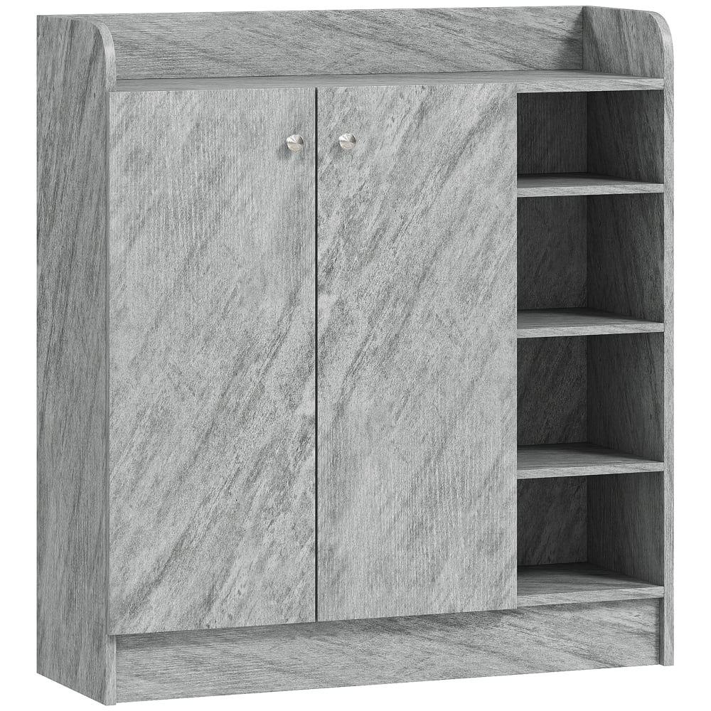 Homcom Doppeltüriger Schuhschrank, Grau, Spanplatte style modern Grau Spanplatte