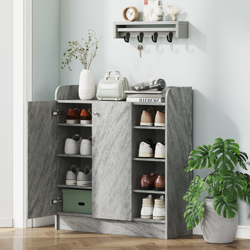Doppeltüriger Schuhschrank, Grau, Spanplatte - Maisons Du Monde