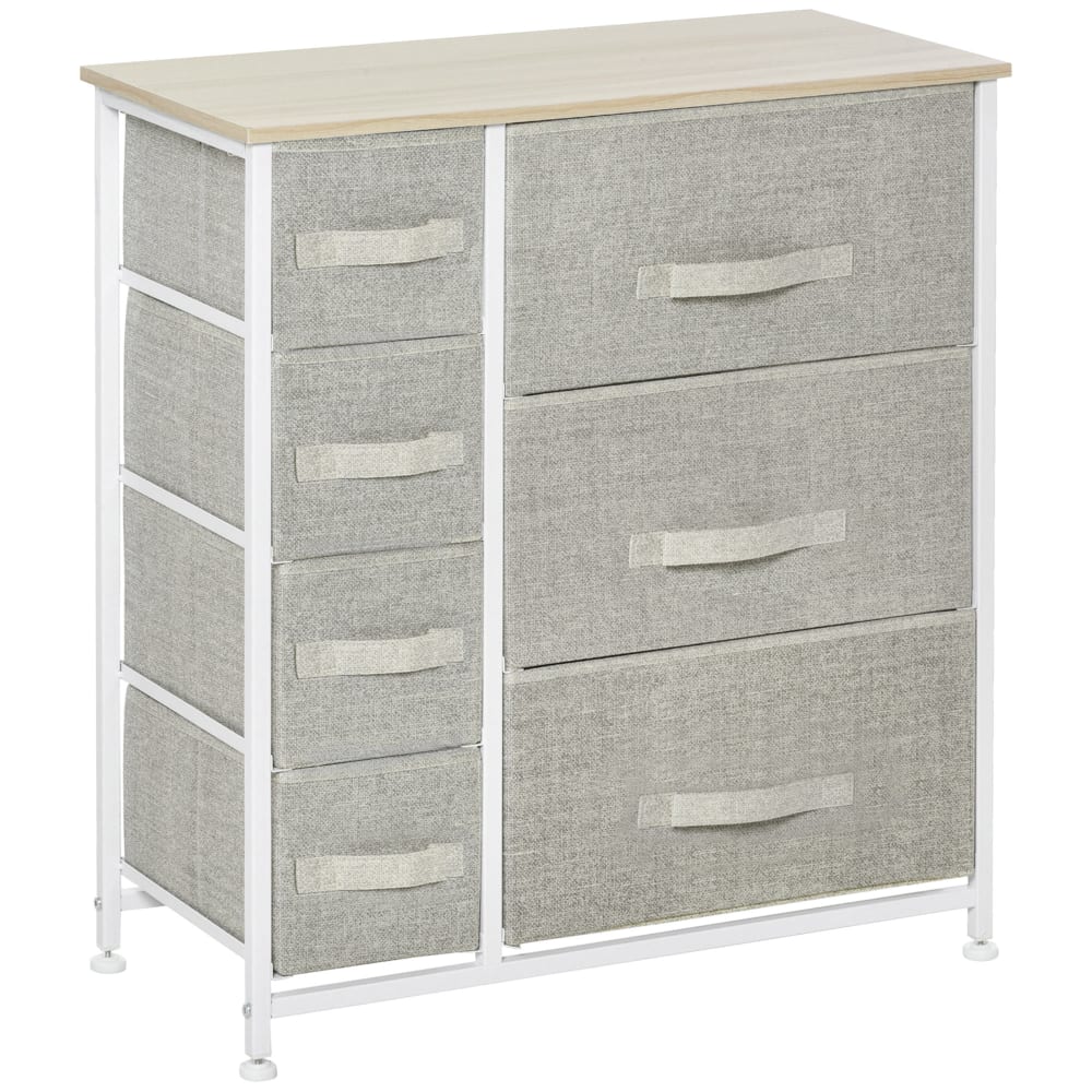 Commode 7 tiroirs en tissu cadre en acier gris