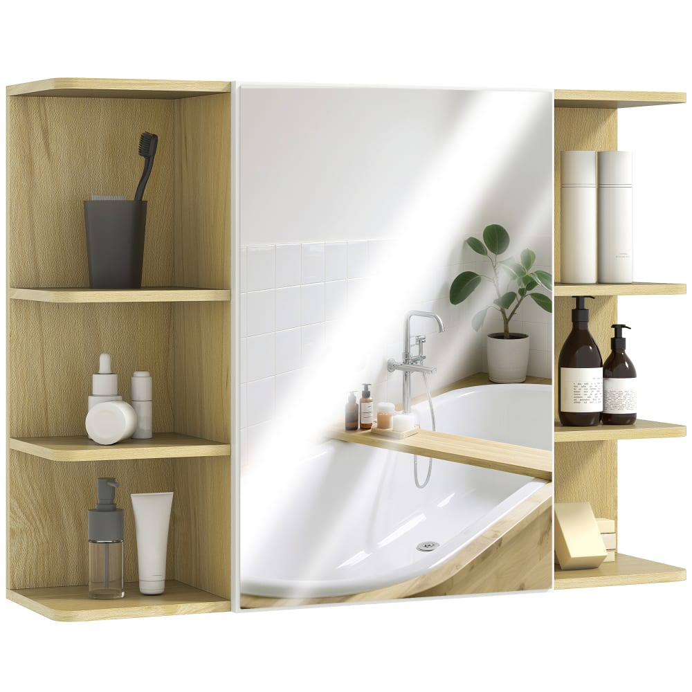 Armoire salle de bain avec miroir panneau de particules bois naturel