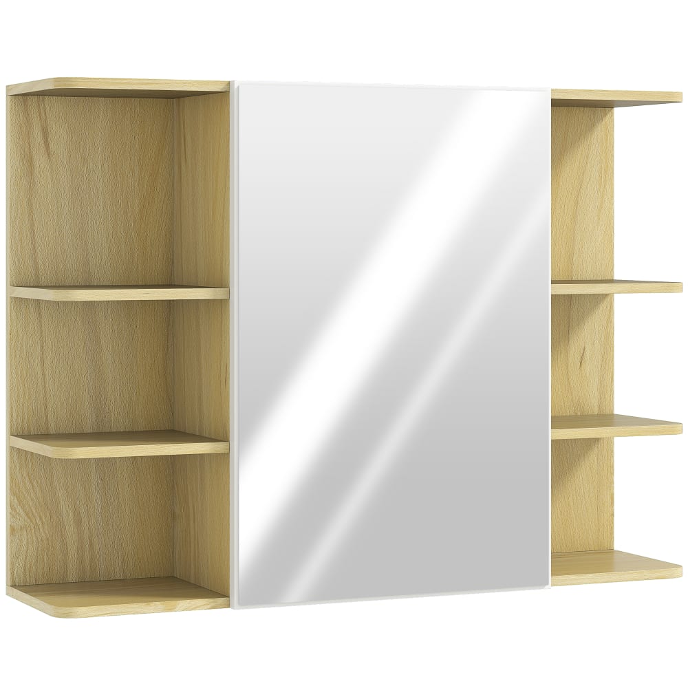Homcom Badezimmerschrank & Spiegel, Naturholzspanplatte style modern Beige