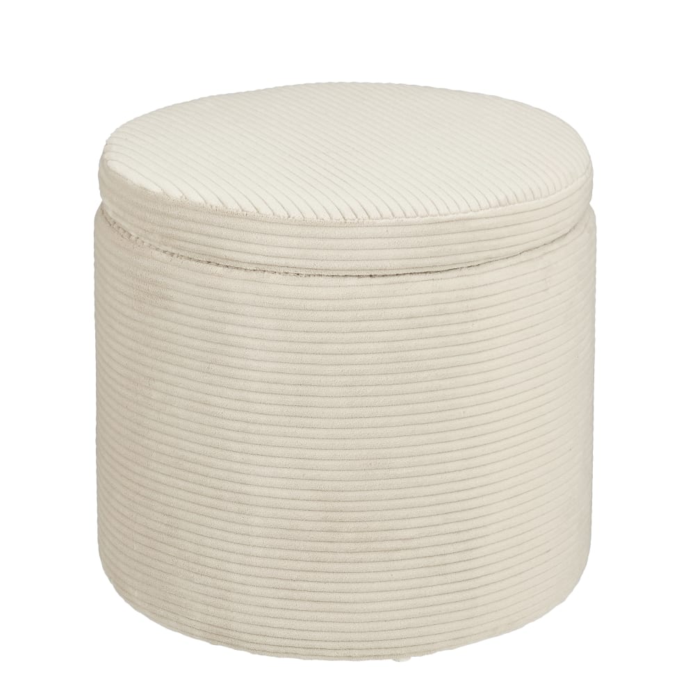 Pouf blanc cassé bois