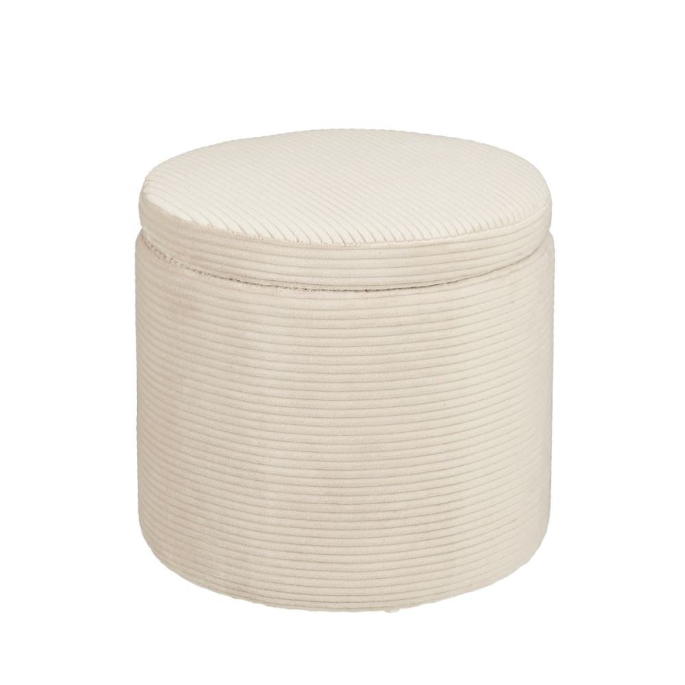 Mica Decorations Puff Pouffe Cremeweiß Holz H40.5xB42xL42cm style landhaus Beige Holz